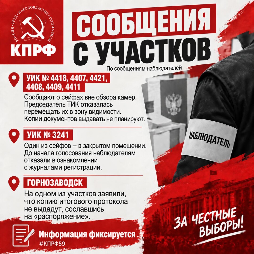 Сейфы вне камер и отказы в выдаче документов: новые сообщения с участков Прикамья