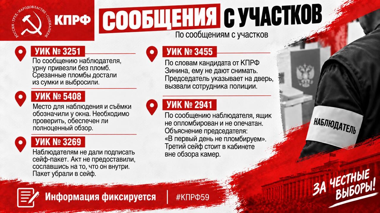 Пломбы, сейф-пакеты и препятствия наблюдению: новые сообщения с УИК
